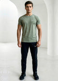 Geometric Jacquard Sage Green - Spendex Tee Tracksuit