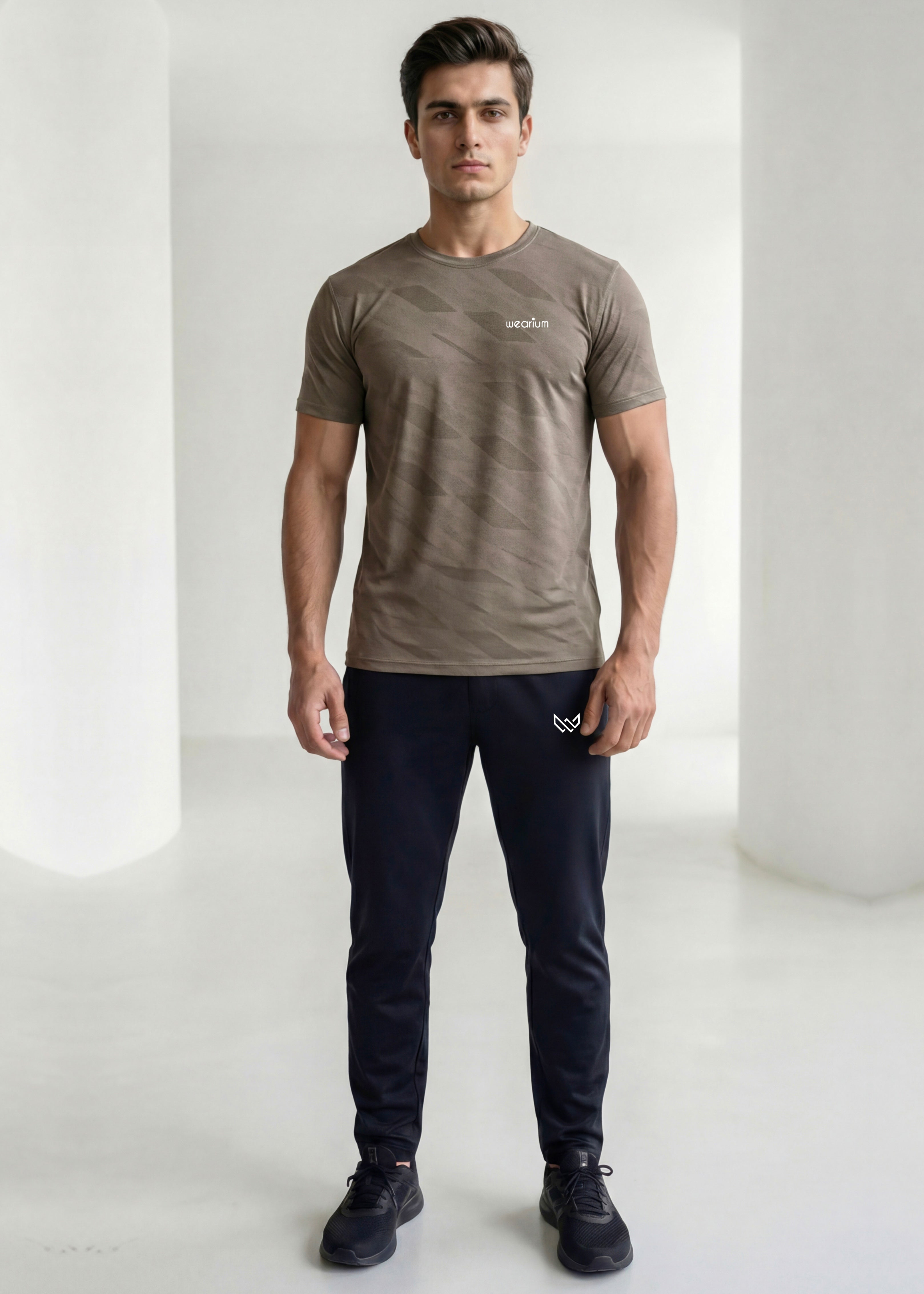 Geometric Jacquard Khaki - Spendex Tee Tracksuit