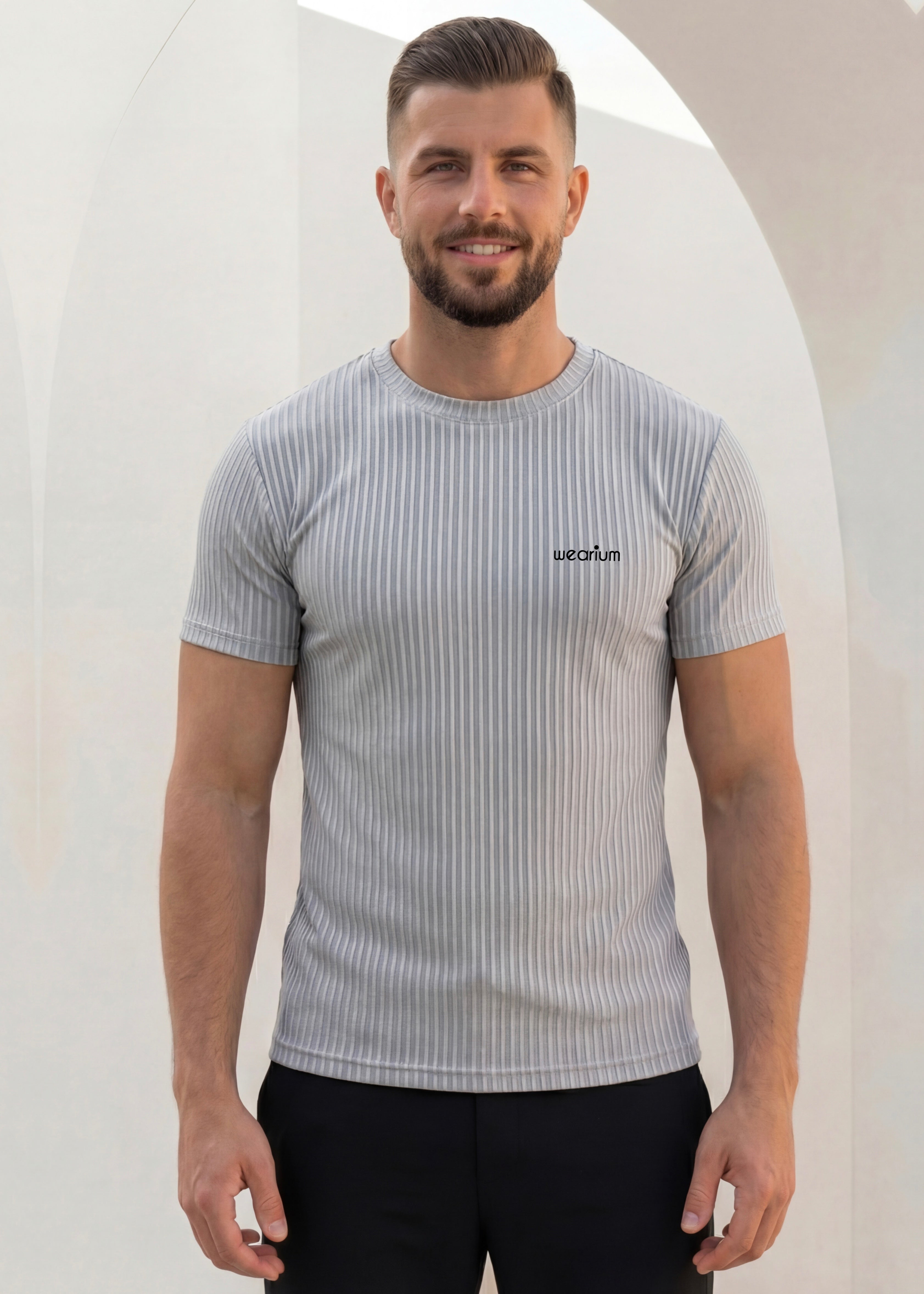 Flex Knitted Rib Tee - Silver Grey