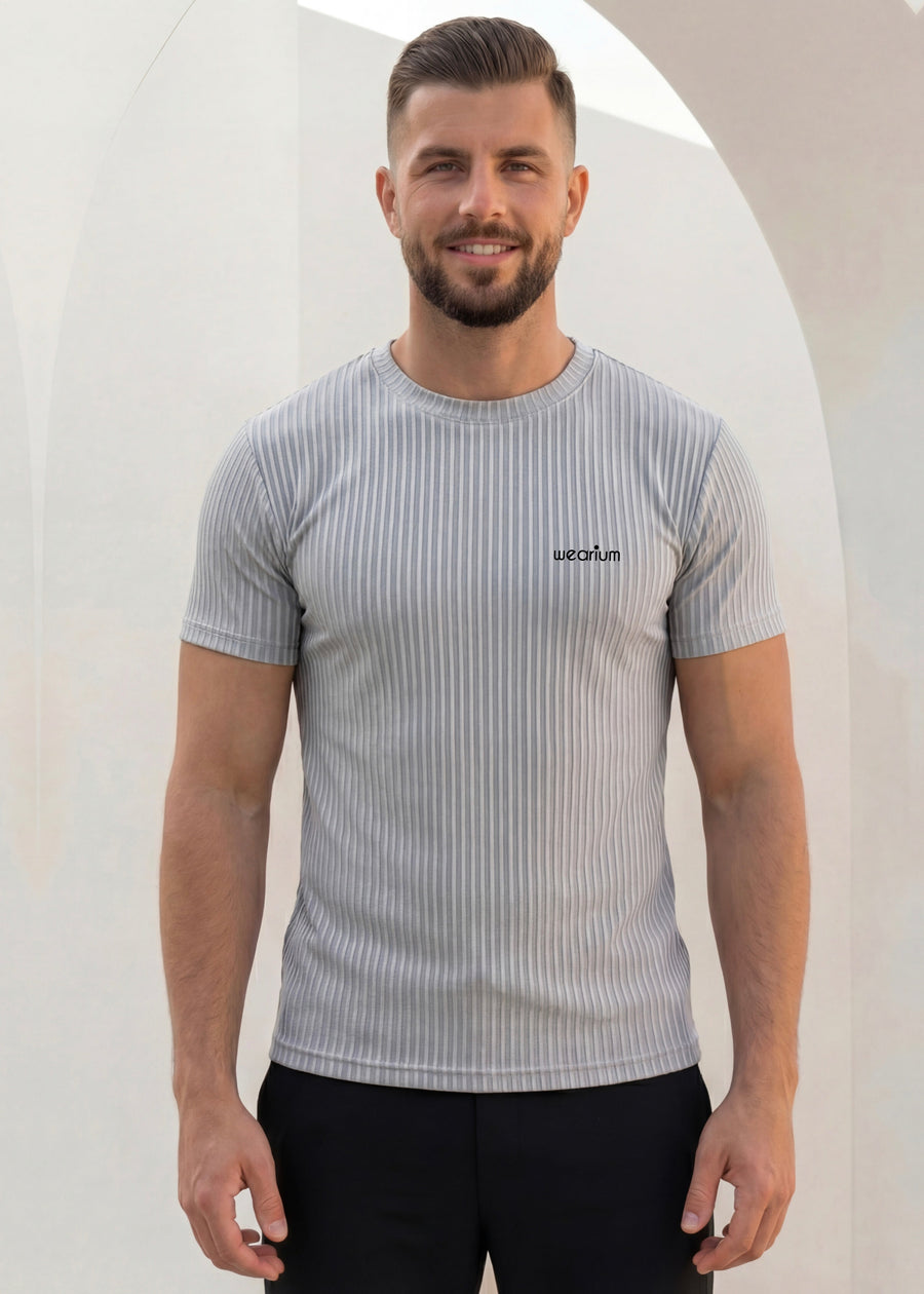 Flex Knitted Rib Tee - Silver Grey
