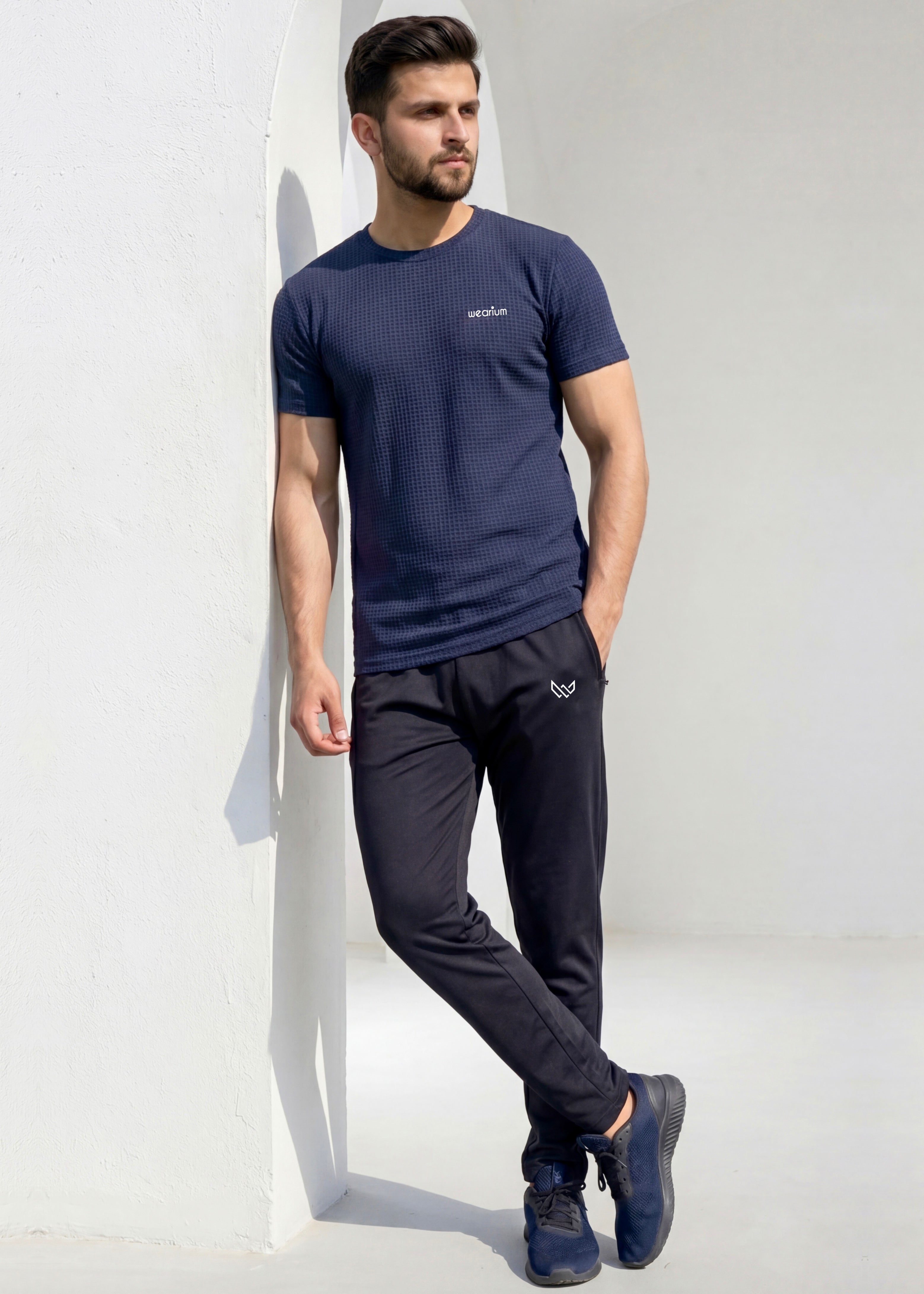 Grid Knit Navy - Premium Tracksuit