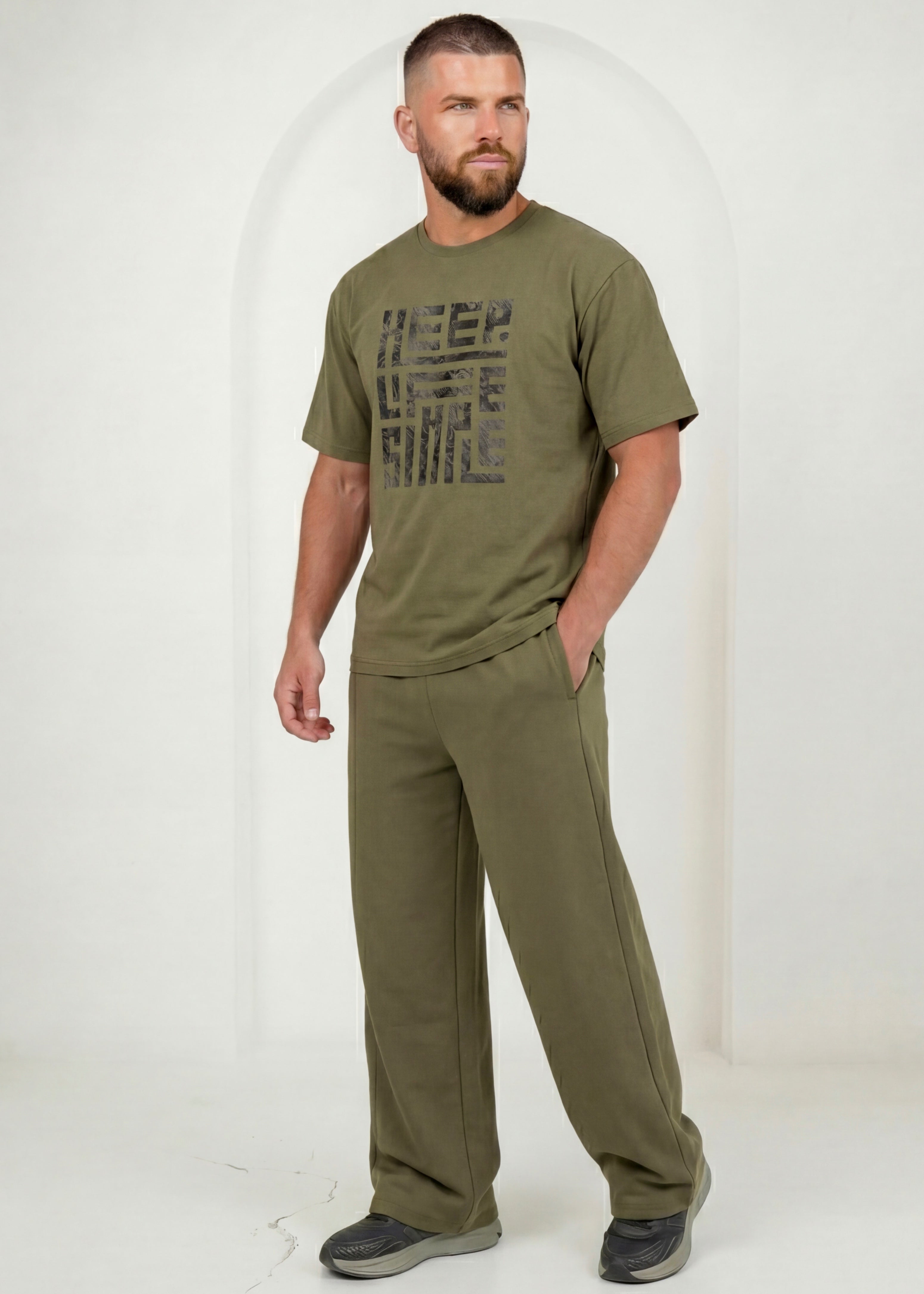 Premium Blockprint Co-ord - Olive Lounge Set