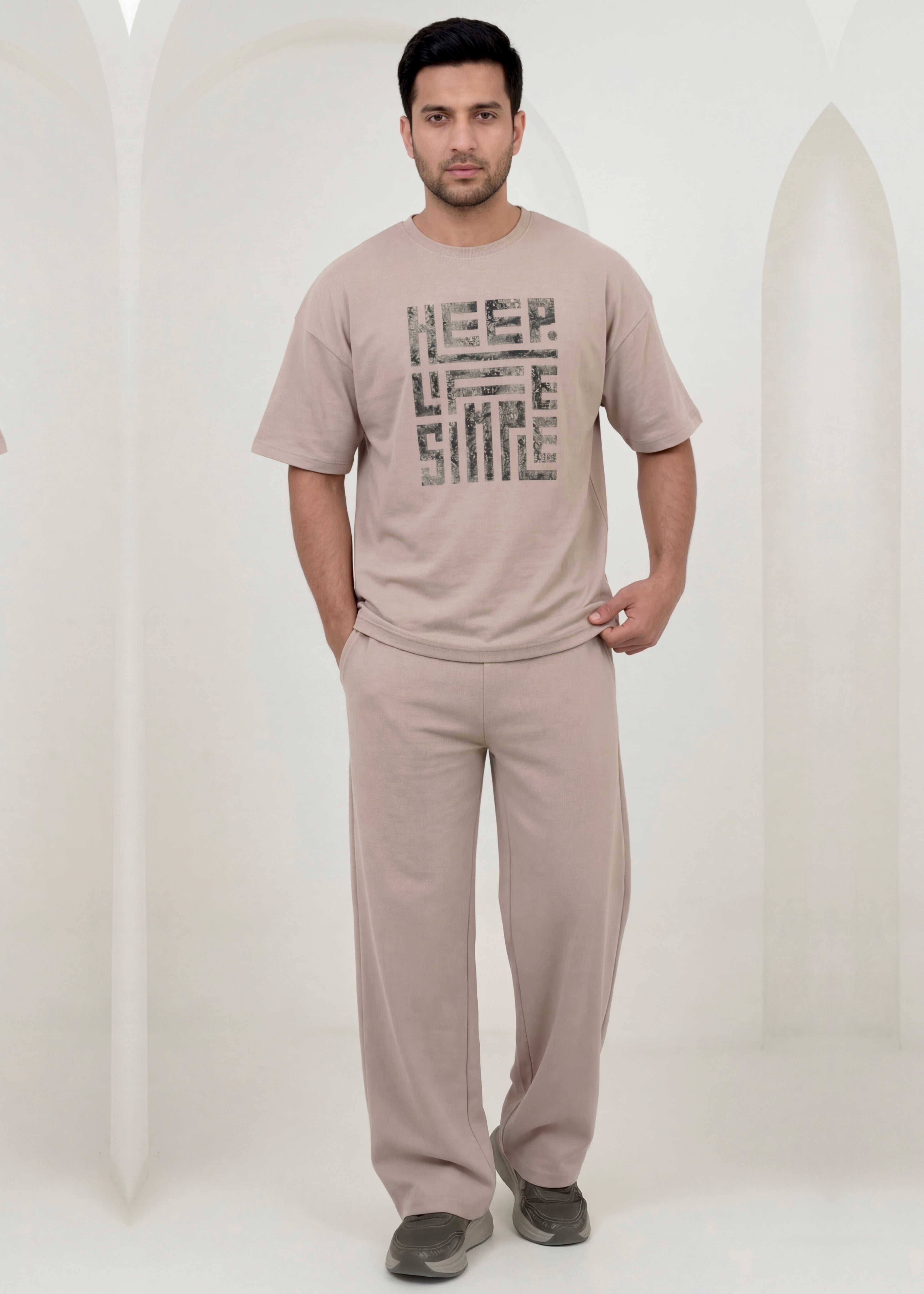 Premium Blockprint Co-ord - Camel Lounge Set