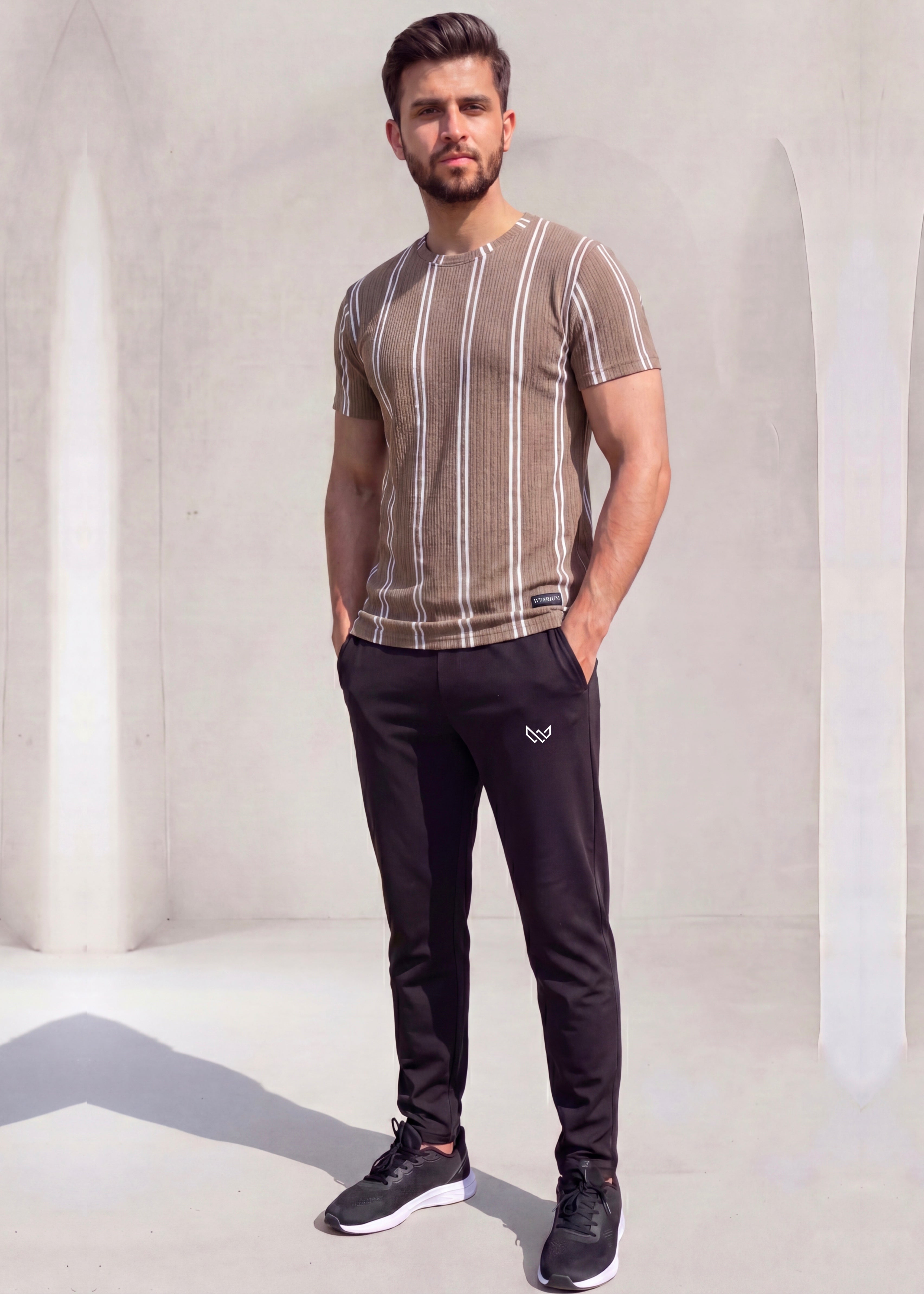 Retro Stripe Set - Tan Twinset
