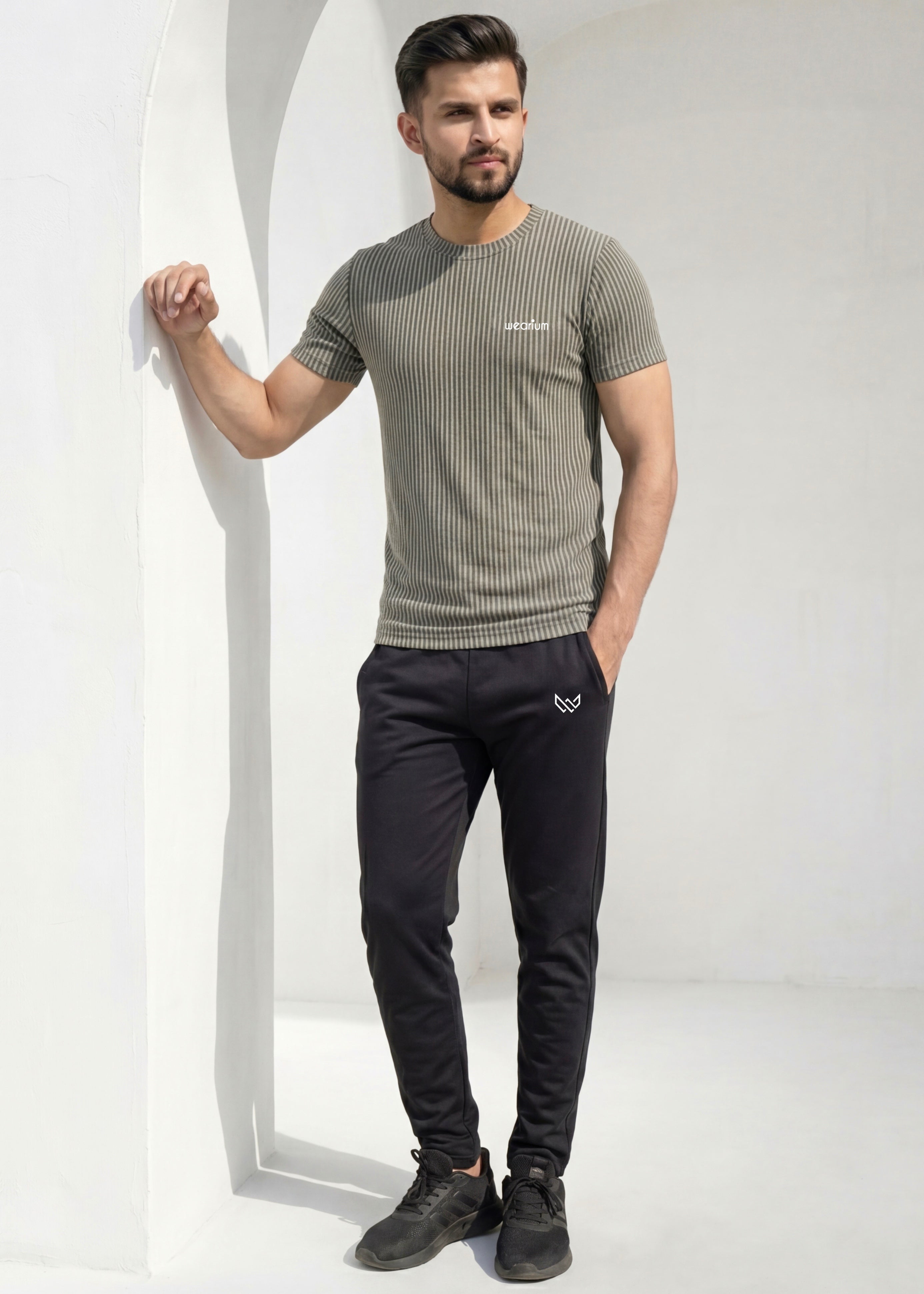 Imported Rib‑Line Stretch - Pale Green Tracksuit