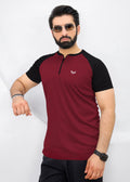 Velocity Zip Tee - Maroon/Black