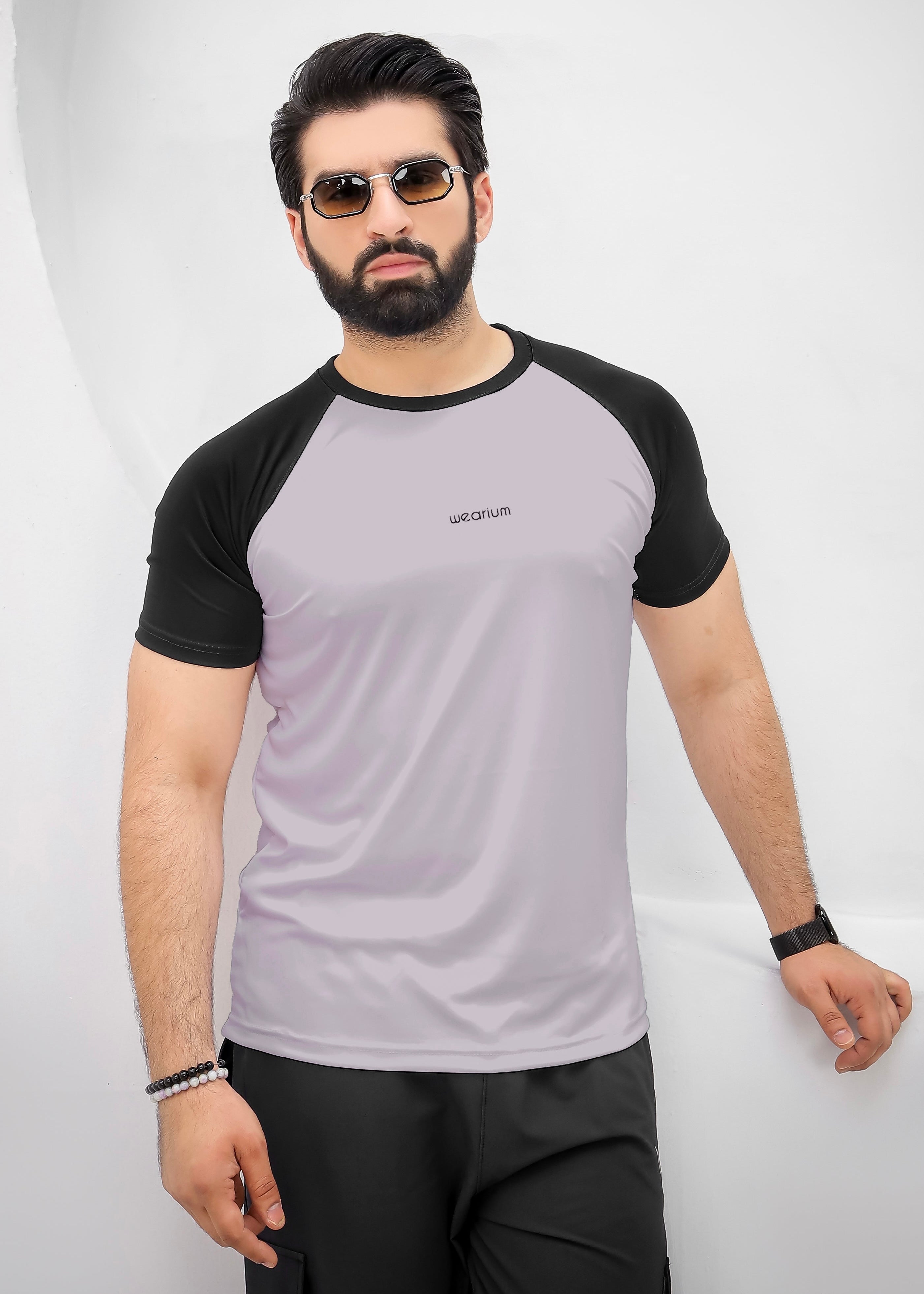 Raglan Stretch Tee - Silver/Black